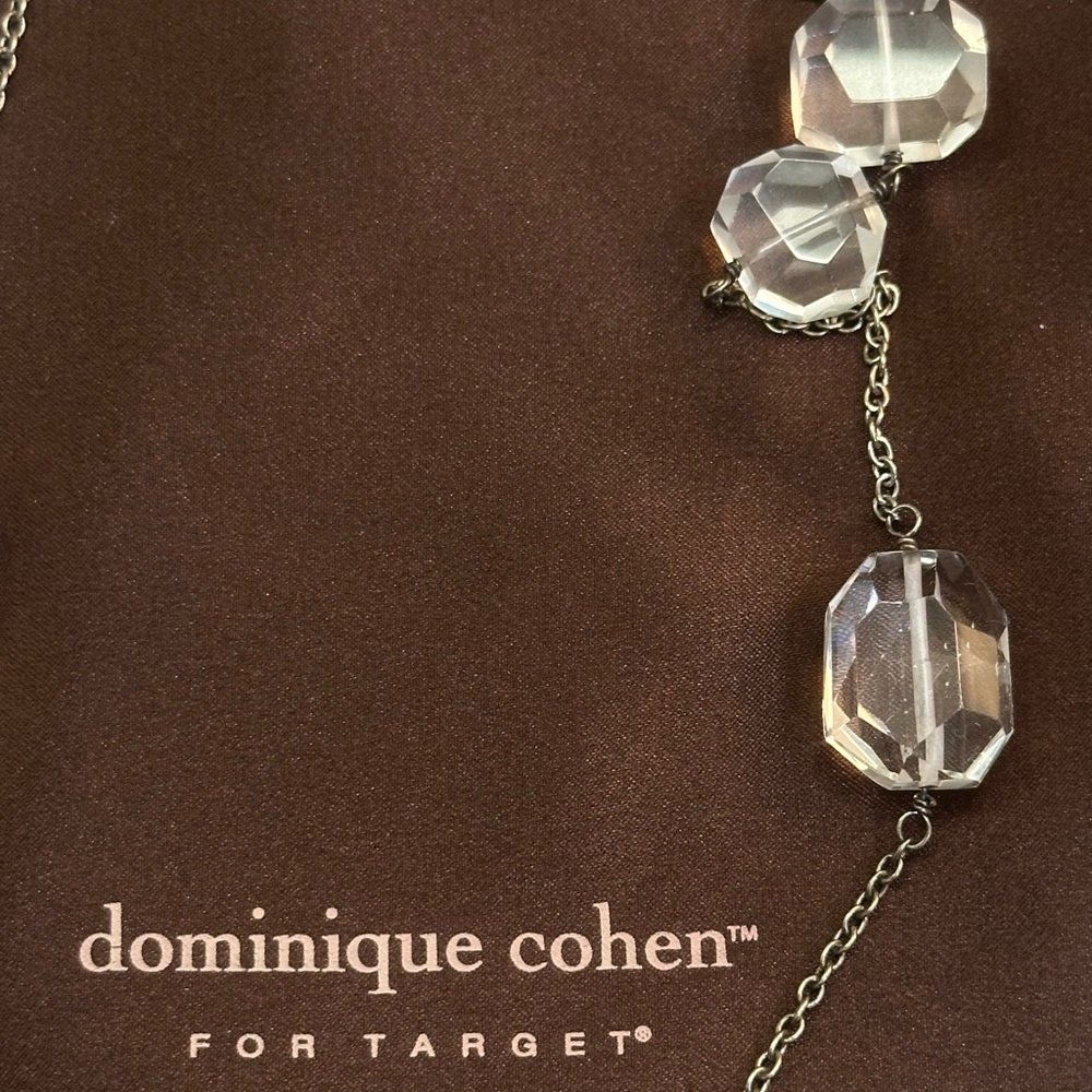 Dominique Cohen Silver Necklace with Clear Accents Matching Earrings EUC Target - Picture 5 of 13